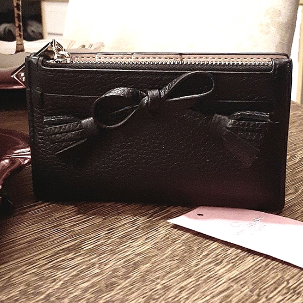 KATE SPADE SMALL WALLET BLACK LEATHER HAYES